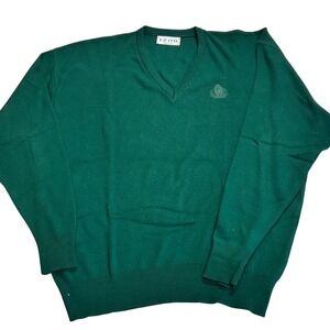 IZOD Mens Green V Neck Long Sleeve Sweater Made in USA Size L‎